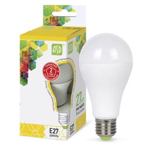 Лампа светодиодная LED-A60-standard 15Вт грушевидная 3000К тепл. бел. E27 1350лм 160-260В ASD 469061