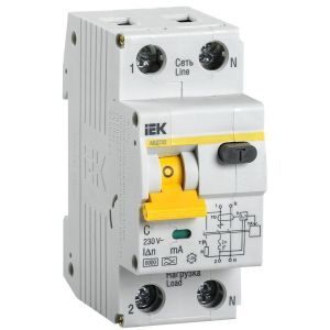 Выключатель автоматический дифференциального тока 2п (1P+N) B 16А 10мА тип A 6кА АВДТ-32 IEK