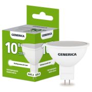 Лампа светодиодная MR16 10Вт софит 4000К GU5.3 230В GENERICA LL-MR16-10-230-40-GU5-G